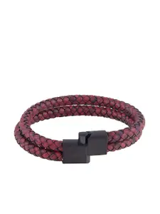 bodha Men Brown & Black Leather Multistrand Bracelet