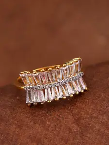 Voylla Gold-Toned CZ Gemstones Studded Band Ring