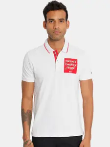 Arrow Sport Men White Printed Polo Collar Compact Cotton Pure Cotton T-shirt