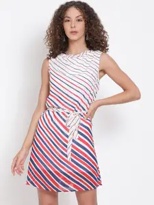 Oxolloxo Women Multicoloured Striped A-Line Dress