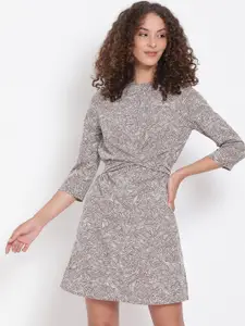 Oxolloxo Women Grey Printed A-Line Dress