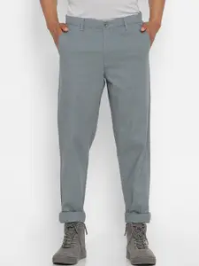 FOREVER 21 Men Grey Regular Fit Solid Cotton Trousers