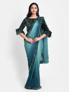 Grancy Green Dyed Poly Crepe Saree
