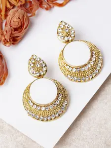 ANIKAS CREATION White Contemporary Drop Earrings