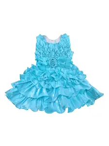 Wish Karo Girls Blue Embellished Fit and Flare Dress
