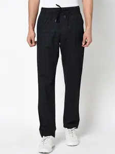 Octave Men Black & Grey Checked Cotton Track Pants