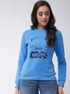 Modeve Women Blue Printed Sweatshirt