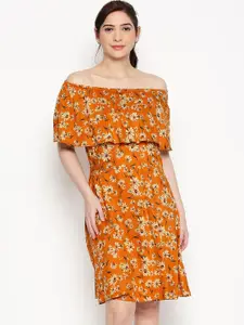 Honey by Pantaloons Women Orange Printed A-Line Dress