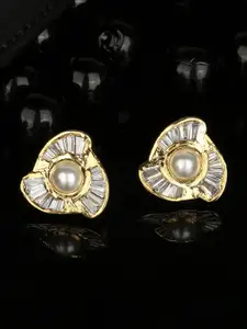 ANIKAS CREATION White Contemporary Studs
