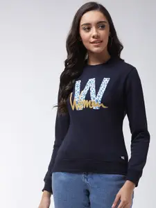 Modeve Women Navy Blue Printed Sweatshirt