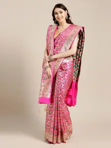 Chhabra 555 Magenta & Gold-Toned Art Silk Woven Design Banarasi Saree