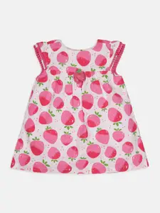 Chicco Girls Pink Printed Cotton A-Line Dress