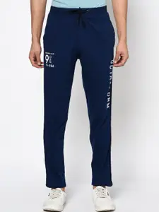Octave Men Navy Blue Solid Cotton Track Pants