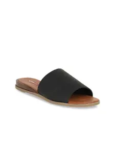 Bata Women Black Solid PU Open Toe Flats