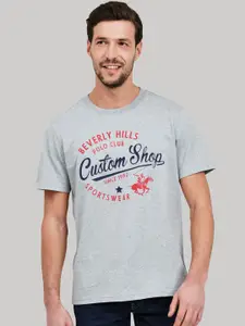 Beverly Hills Polo Club Men Grey Printed Round Neck Cotton T-shirt