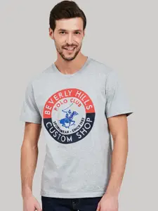 Beverly Hills Polo Club Men Grey Printed Round Neck Cotton T-shirt
