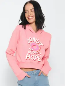 FOREVER 21 Women Pink Printed Sweatshirt