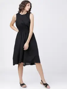 Tokyo Talkies Women Black Solid Fit and Flare Dress