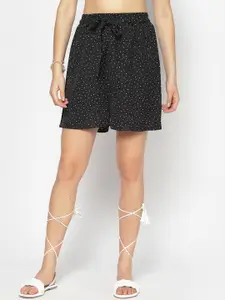 Sera Women Black Geometric Regular Fit Shorts