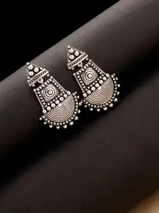Voylla Silver-Plated Oxidised Contemporary Studs