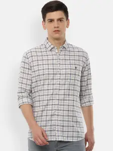 Louis Philippe Jeans Men Beige Slim Fit Checked Casual Shirt