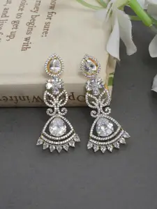 Silvermerc Designs Gold-Plated & White Classic AD Studded Drop Earrings