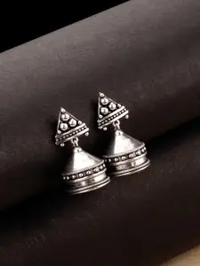 Voylla Silver-Toned Contemporary Jhumkas