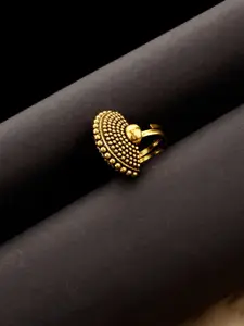 Voylla Antique Gold-Plated Rava Ball Shaped Adjustable Statement Finger Ring