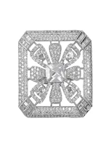 ANIKAS CREATION Silver-Plated AD Studded Handcrafted Finger Ring