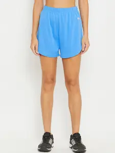 Clovia Women Blue Solid Comfort Fit Sports Shorts