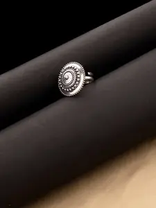 Voylla Oxidised Silver-Plated Rava Ball Classy Statement Adjustable Finger Ring