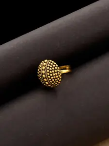 Voylla Antique Gold-Plated Rava Ball Traditional Statement Adjustable Finger Ring
