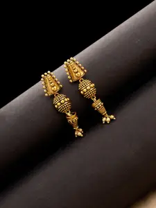 Voylla Gold-Plated Oxidised Contemporary Drop Earrings