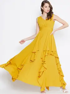 Berrylush Women Yellow Solid Maxi Dress