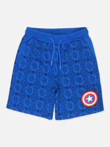 Kids Ville Boys Blue Captain America Printed Regular Fit Regular Shorts