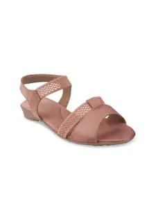 Metro Women Peach-Coloured Solid Open Toe Flats