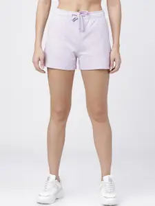 Tokyo Talkies Women Lavender Solid Regular Fit Cotton Sports Shorts