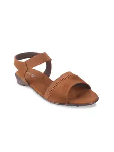 Metro Women Brown Solid Open Toe Flats