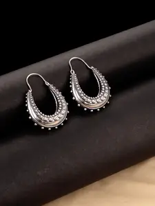 Voylla Silver-Plated Crescent Shaped Hoop Earrings