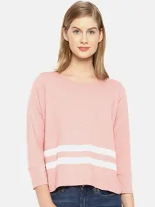 Campus Sutra Pink Solid Pure Cotton Casual Top