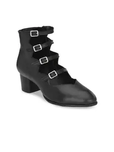 Delize Women Black Solid Mid-Top Heeled Boots