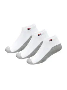 NAVYSPORT Men Pack of 3 White & Grey Colourblocked Ankle-Length Socks