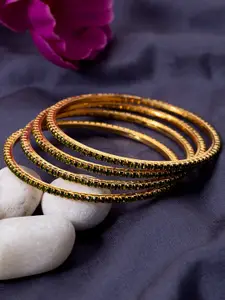 Studio Voylla Gold-Toned Embellished Brass Bangles