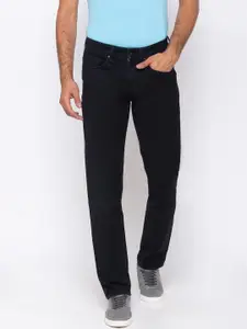 SPYKAR Men Navy Blue Slim Fit Mid-Rise Slash Knee Jeans