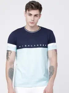HIGHLANDER Men Blue Printed Round Neck T-shirt