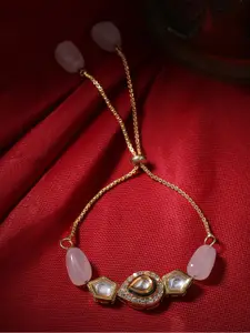 Shoshaa Gold-Plated Pink Handcrafted Kundan Charm Bracelet