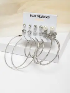 Shining Diva Fashion Set Of 9 Studs  Hoop Earrings