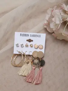 Shining Diva Fashion Set Of 6 Studs  Tassel Earrings