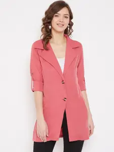 Color Cocktail Women Pink Solid Button Shrug