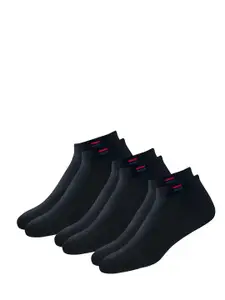NAVYSPORT Men Pack of 3 Black Solid Ankle-Length Socks